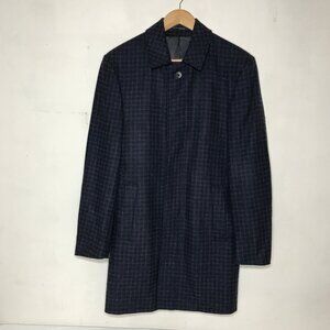 Charles Tyrwhitt Size 36R Gentlemens British Style Navy Blue Wool Plaid Car Coat